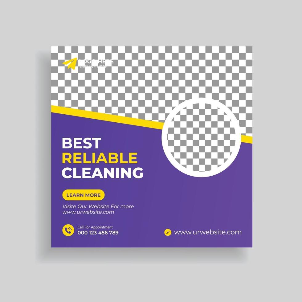 Cleaning Service Social Media Post Template Design vector