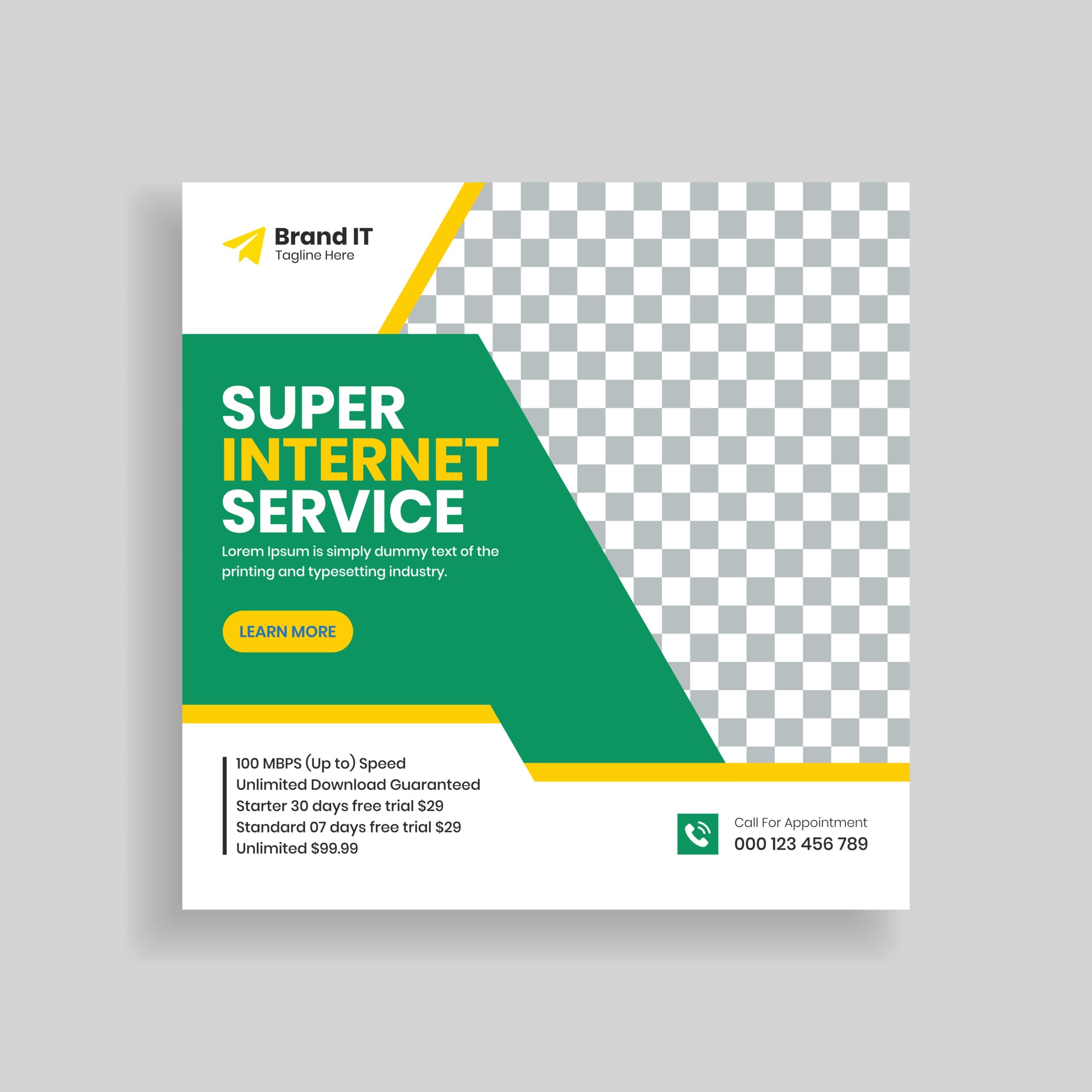 Broadband Service Social Media Post Template Design 3050604