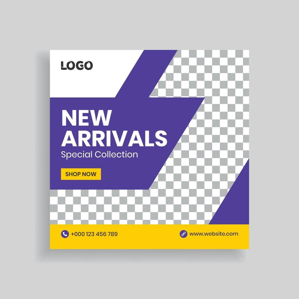 New Arrival Sale Social Media Post Template Design vector