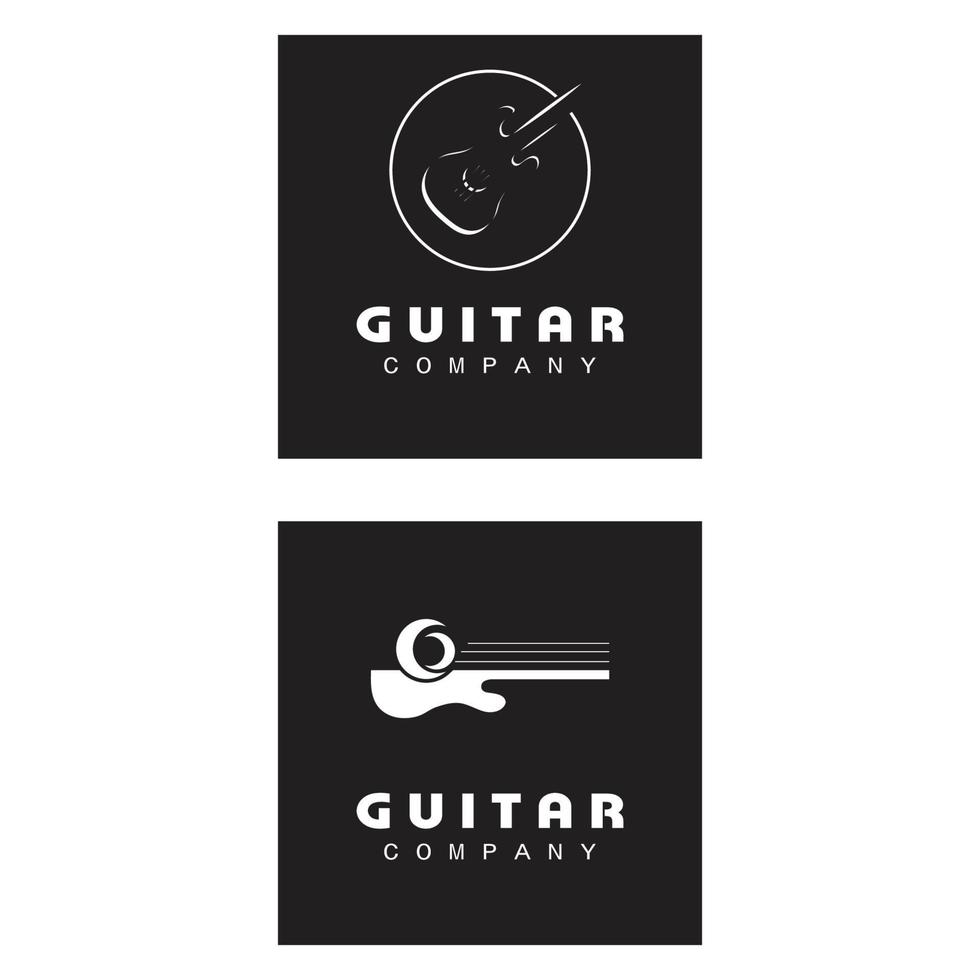 Cruz de guitarra música banda emblema sello diseño de logotipo retro vintage vector