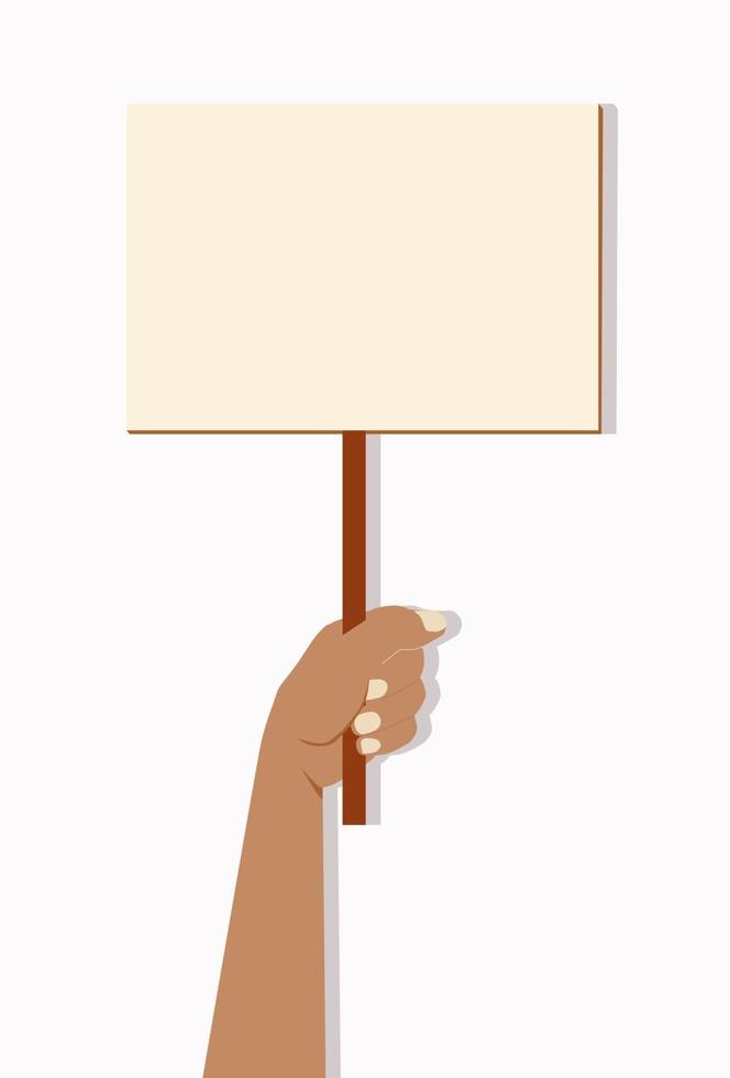 Protesting people. Demonstration, protest. Banner in the hand. vector