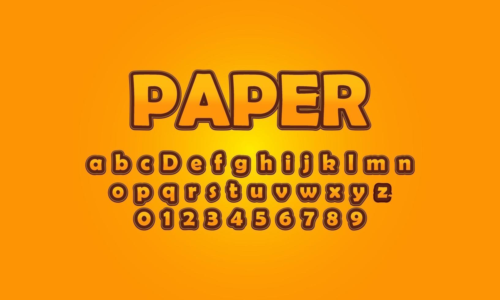 alfabeto de fuente de papel vector