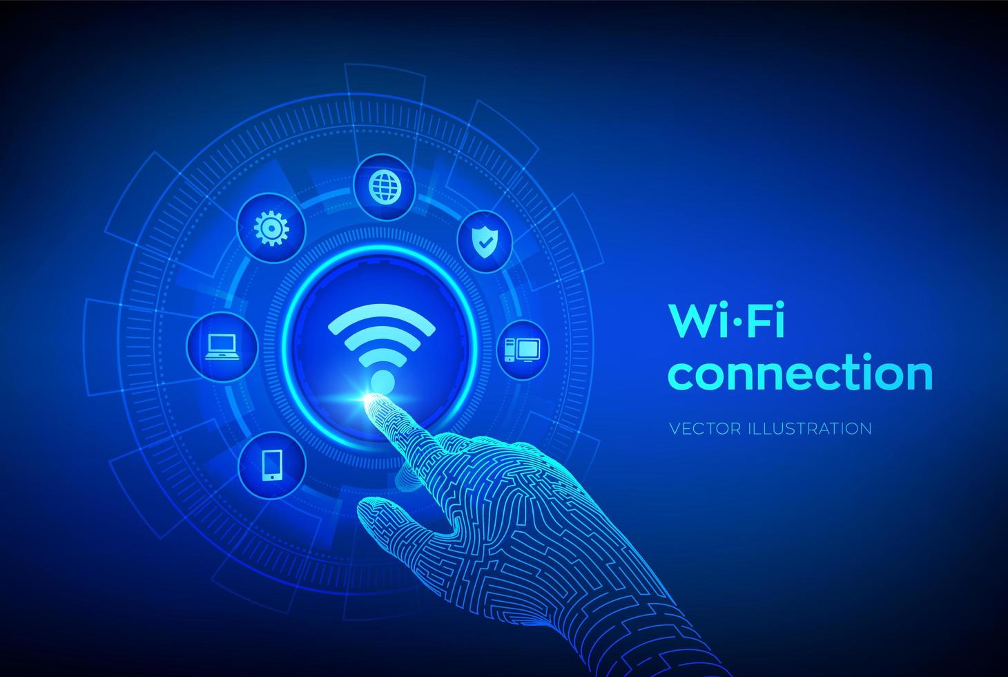 concepto de conexión inalámbrica wi-fi. tecnología de señal de red wifi gratuita vector