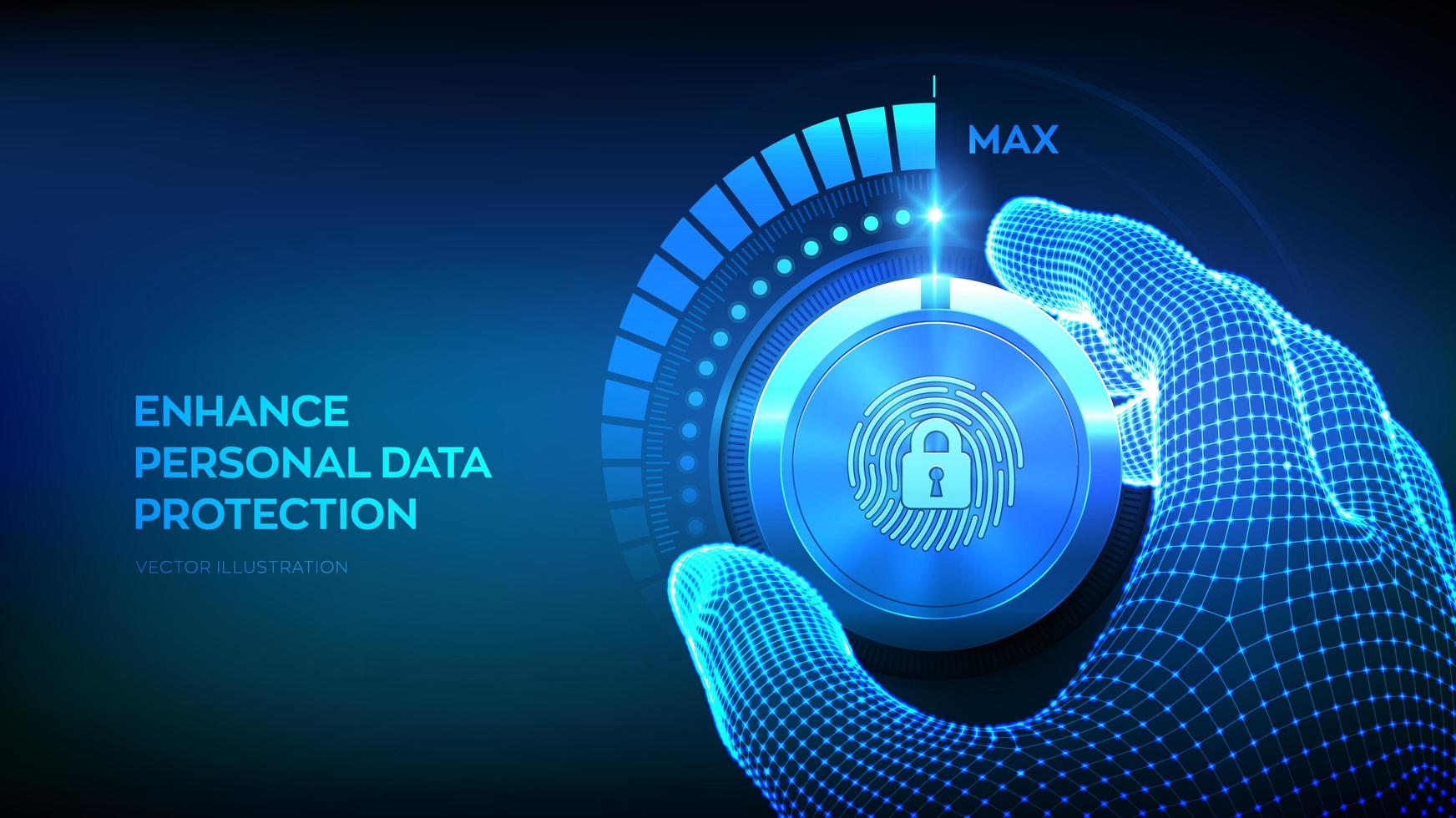 botón de perilla de niveles de seguridad de privacidad. vector