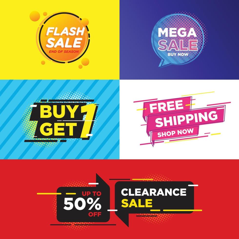 Set of colorful design sale stickers vector