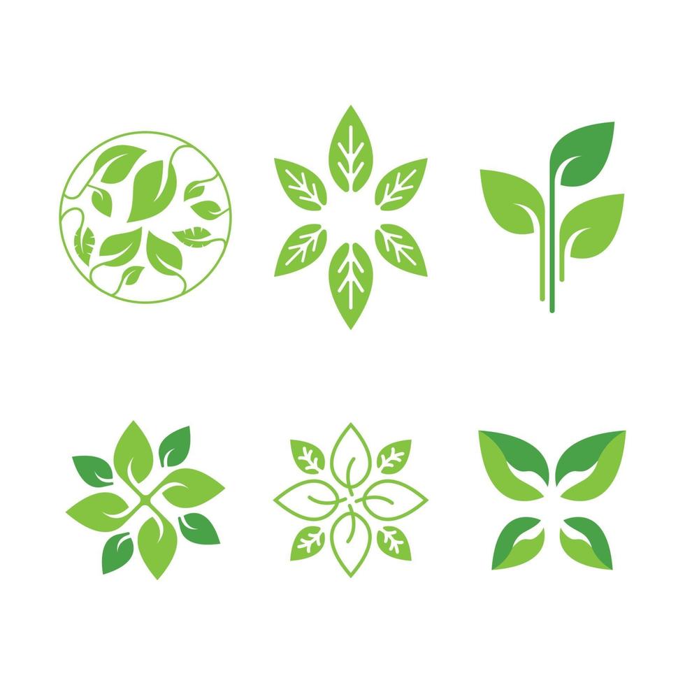 Set of ecology green logo design templates vector