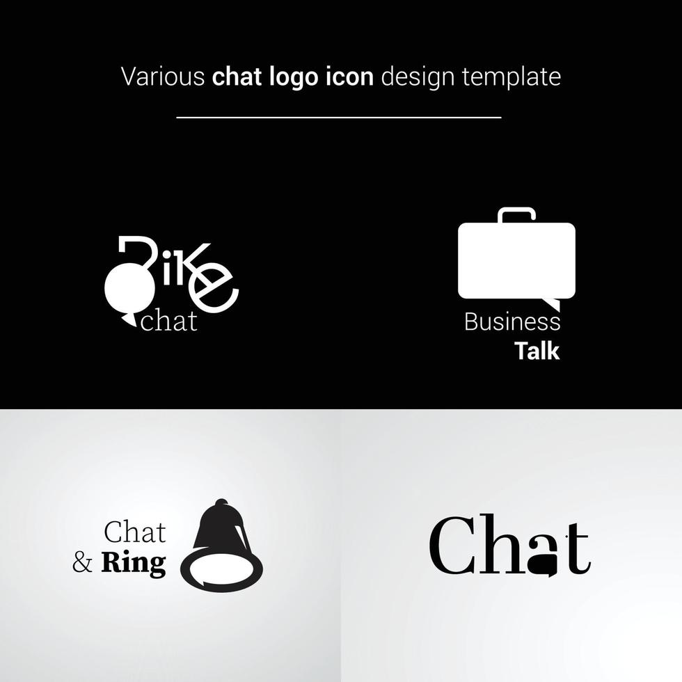 Varias plantillas de diseño de iconos de logotipo de chat. chat en bicicleta vector