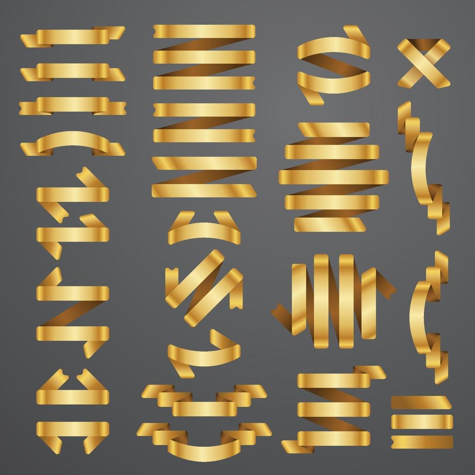 Colección de 25 cintas doradas vector