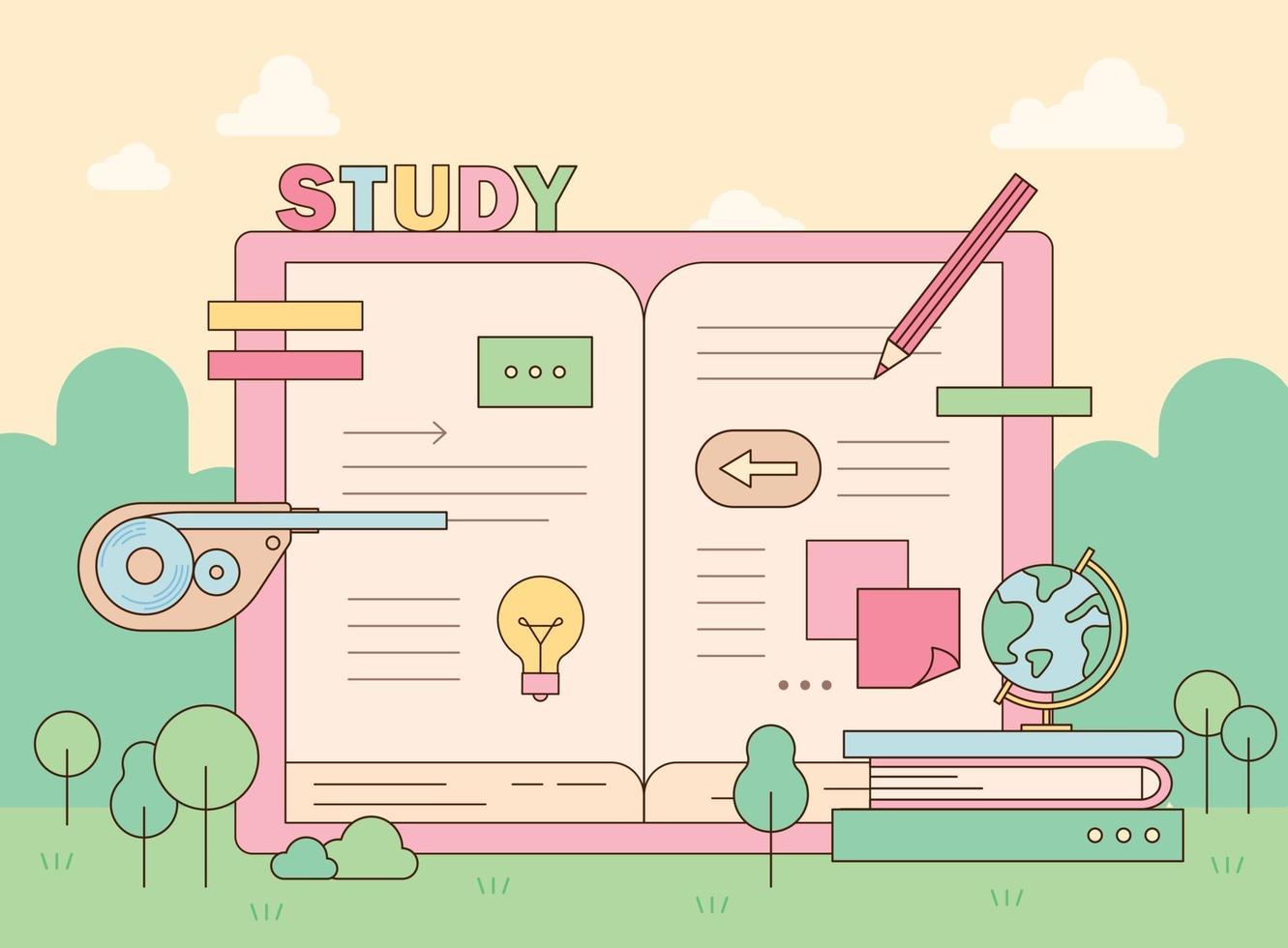 Study banner illustration vector