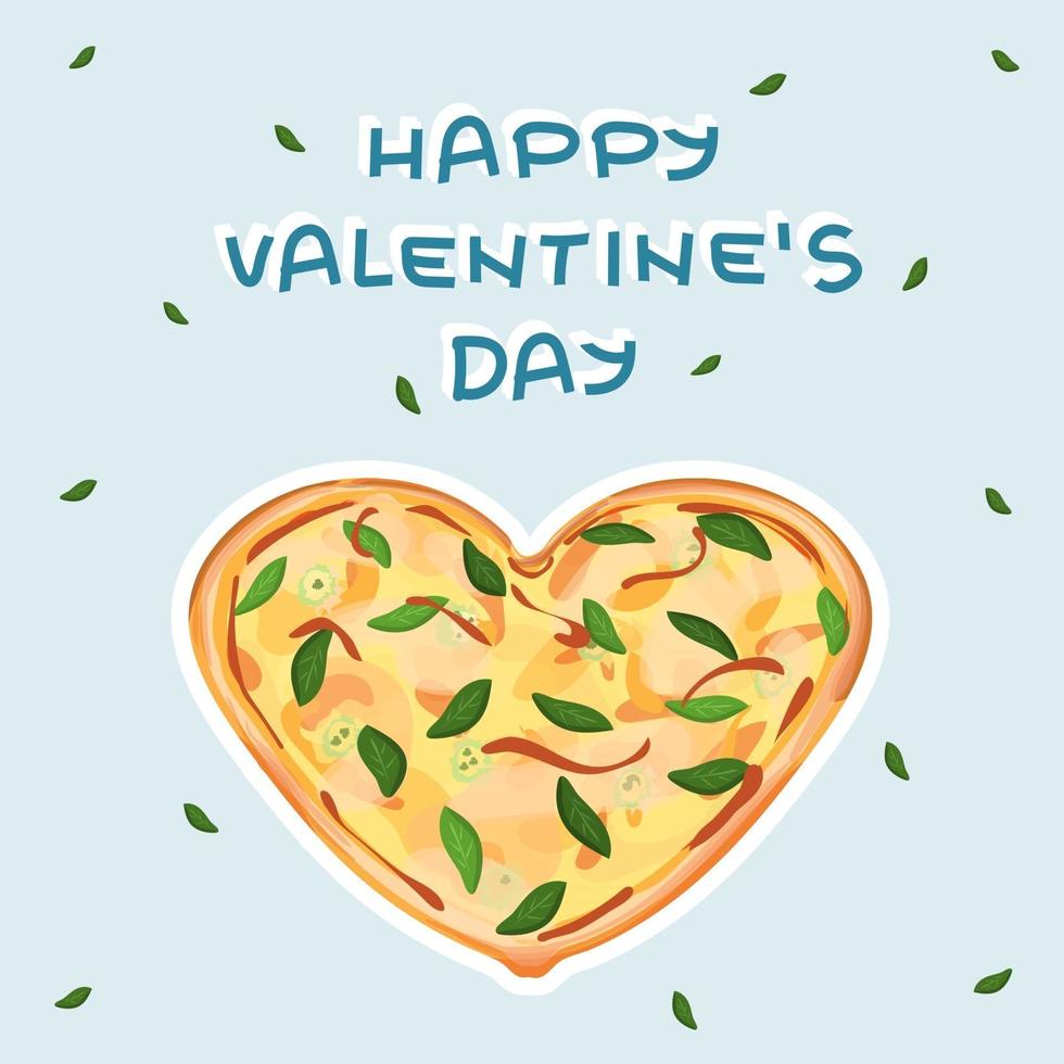 Yellow Heart shaped pizza with cheese vector