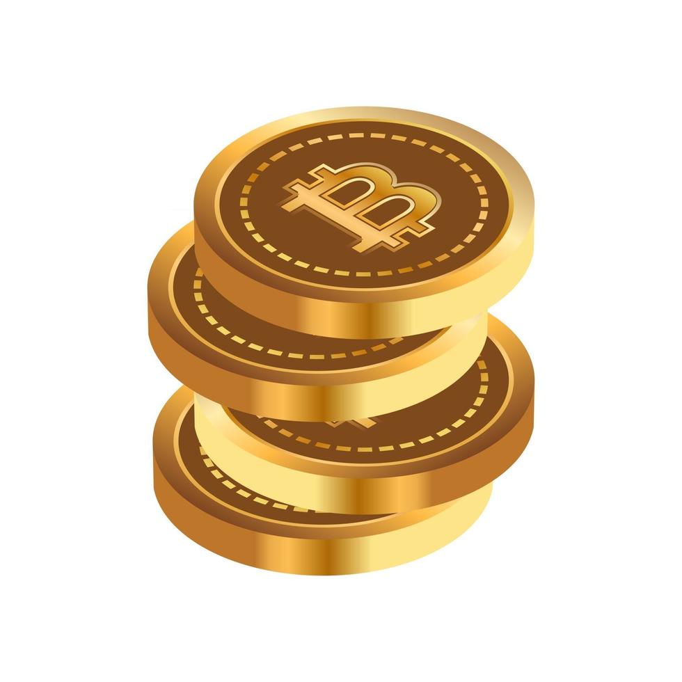 algunos bitcoins dispuestos al azar. Vector 3d