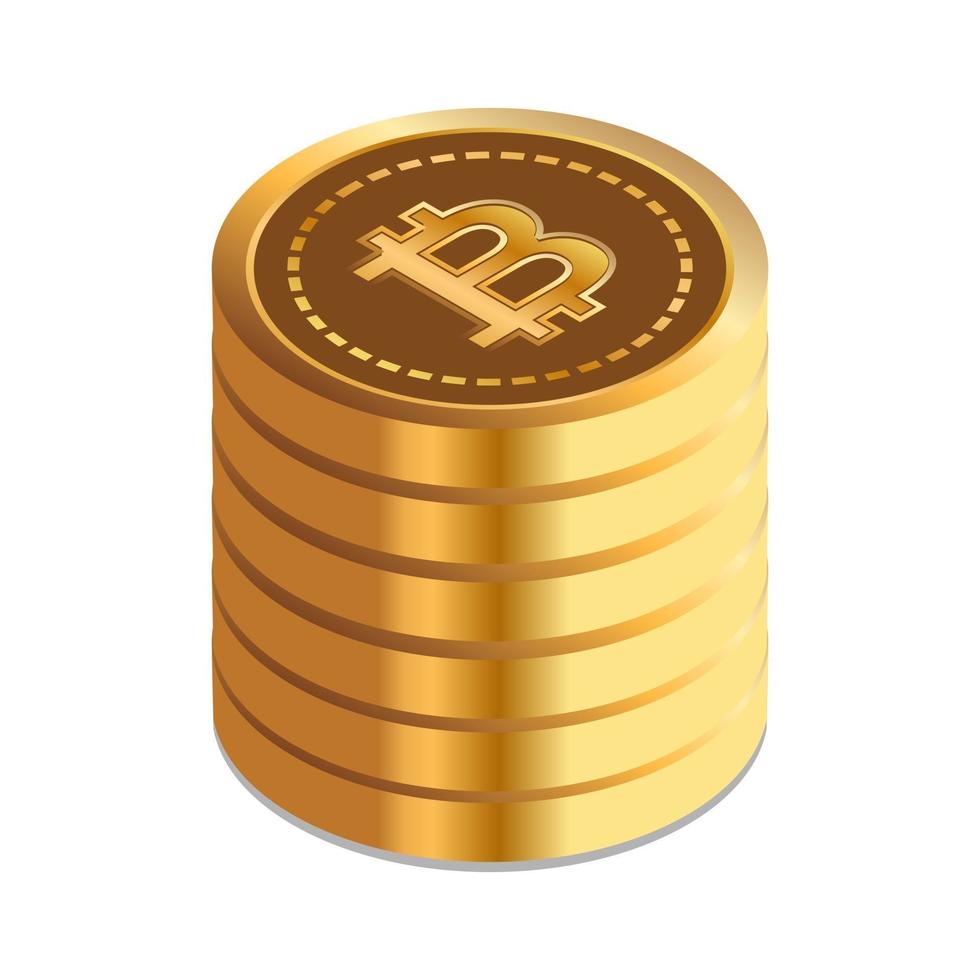 algunos bitcoins perfectamente organizados. Vector 3d