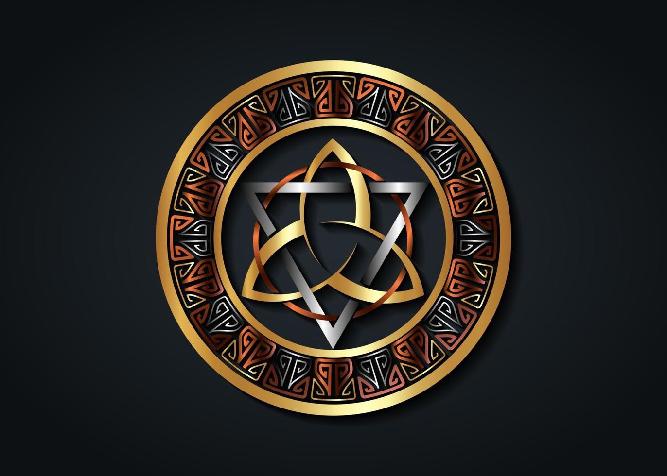 The Grand Seal of gold Triquetra with silver Triangle, bronze Circle vector