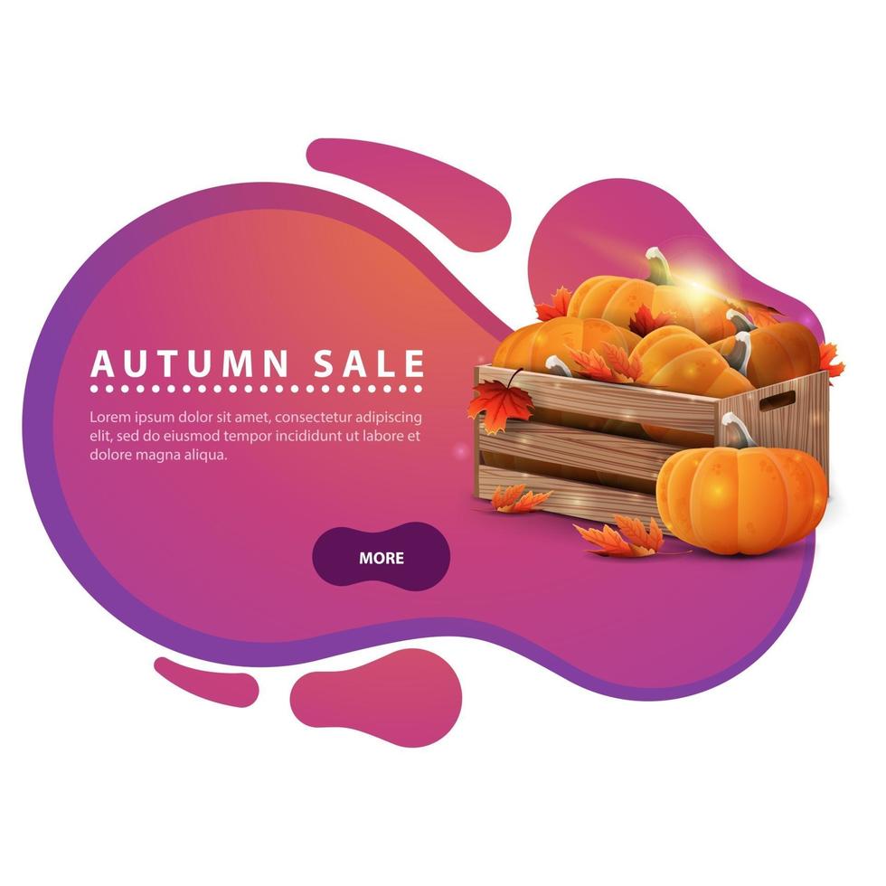 Autumn discount banner in the form of smooth lines with ripe pumpkins vector