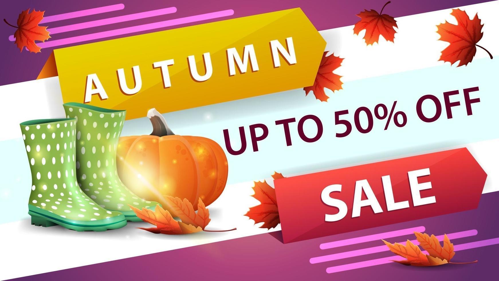 Autumn sale, horizontal discount web banner for your website vector