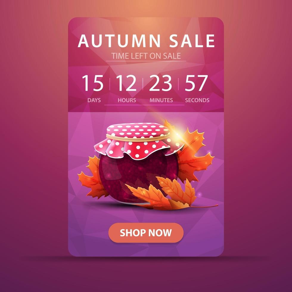 Autumn banner with countdown to the end of the sale with jar of jam vector