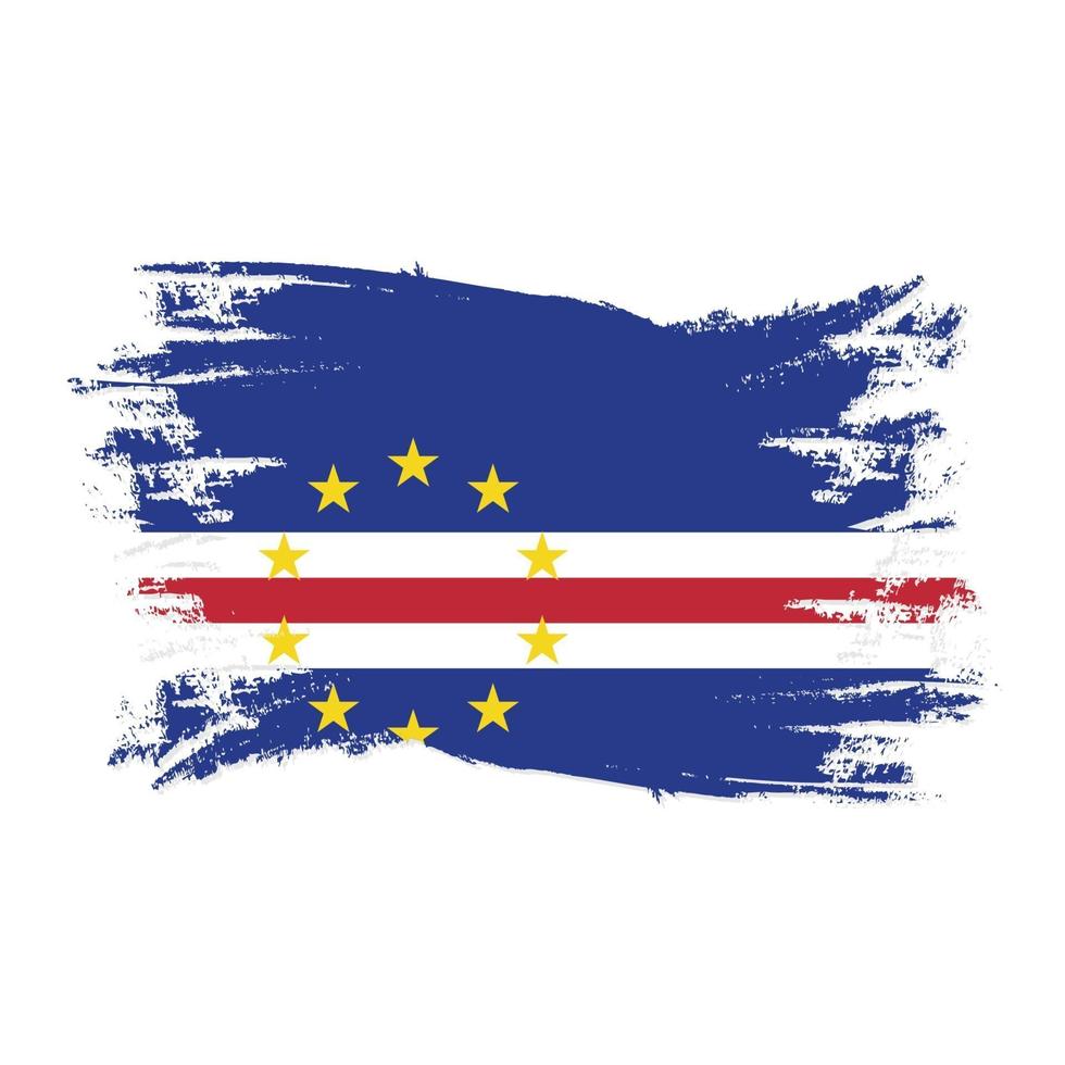 Cape Verde Flag With Watercolor Brush style design vector Illustration