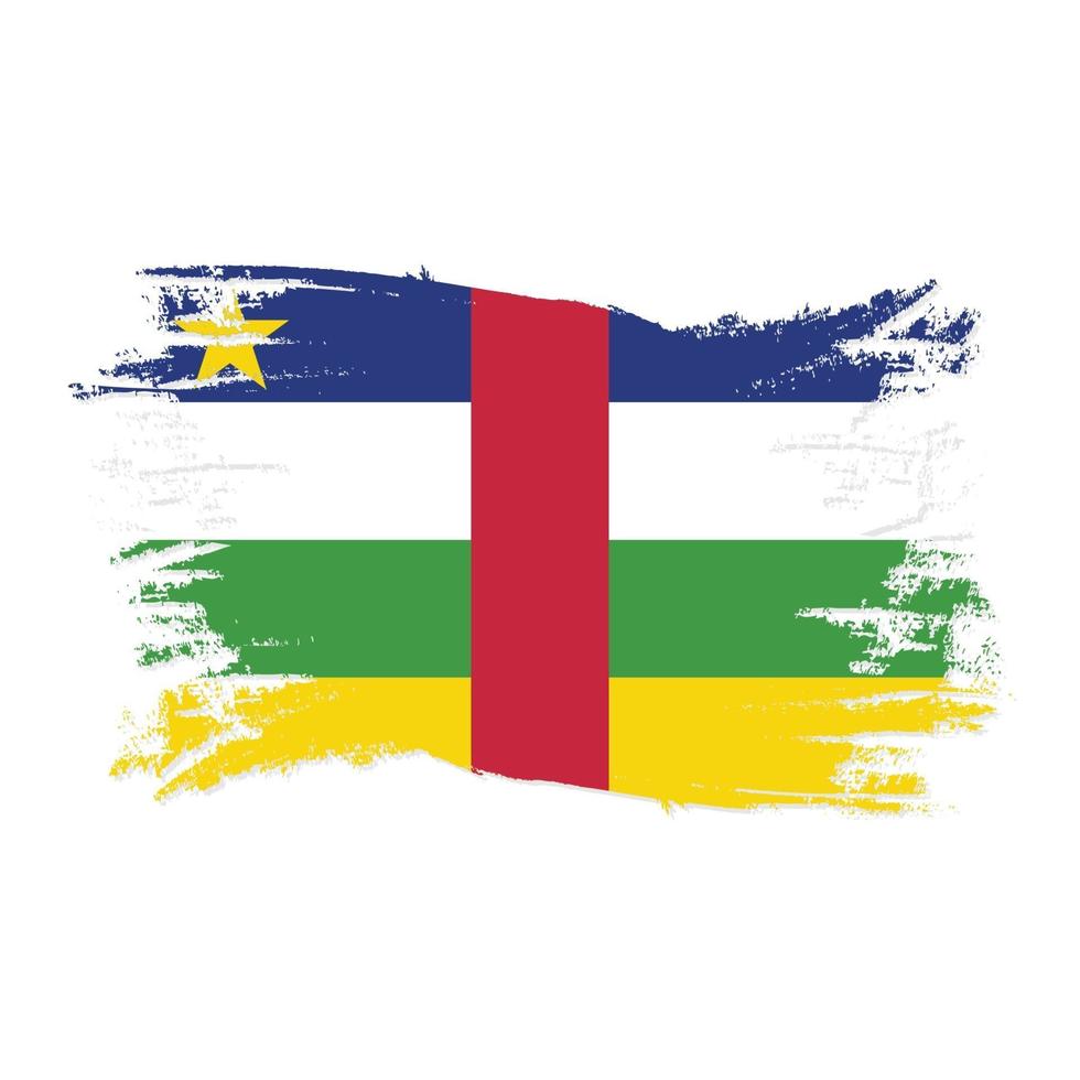 Central African Republic Flag With Watercolor Brush style vector