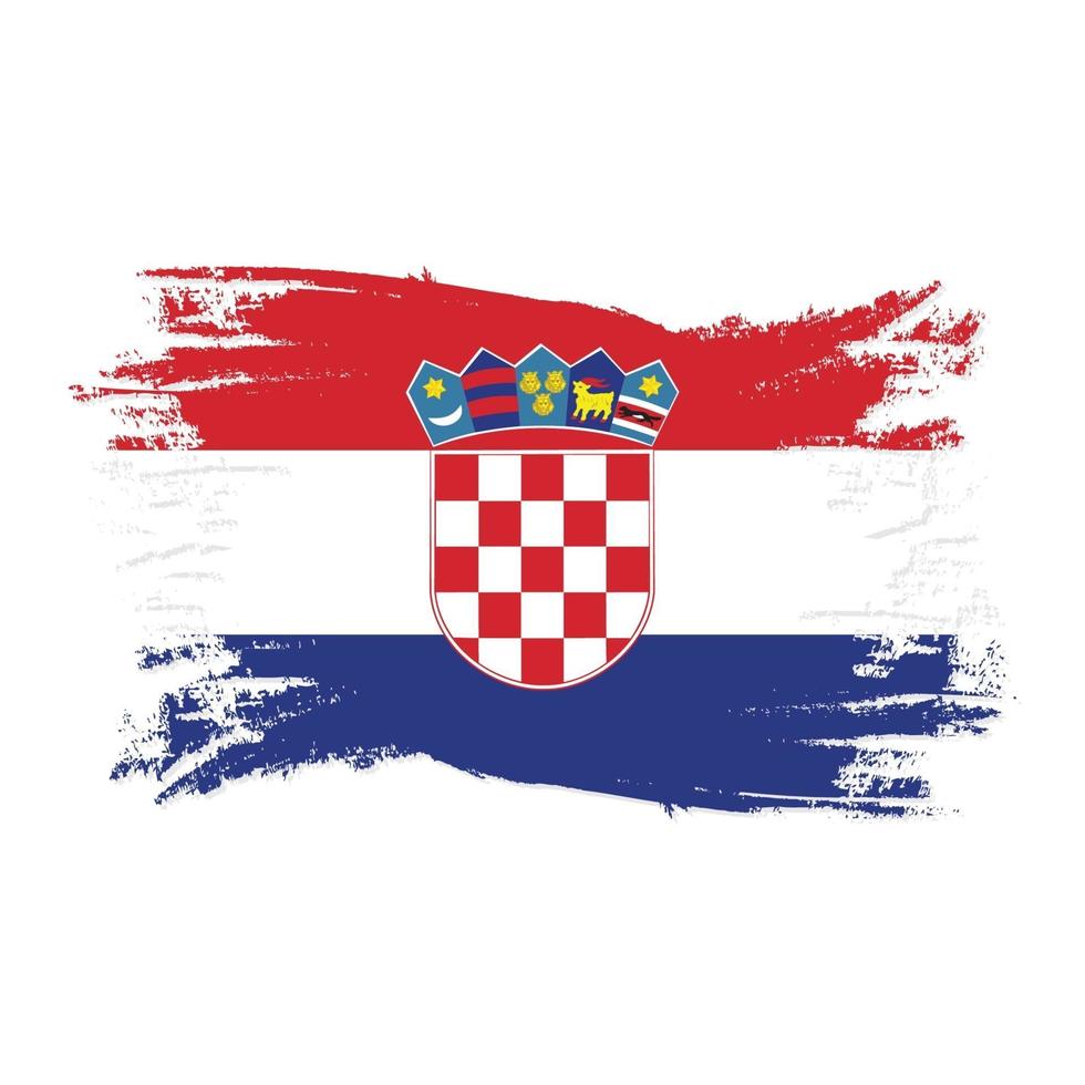 Bandera de Croacia con ilustración de vector de diseño de estilo de pincel de acuarela