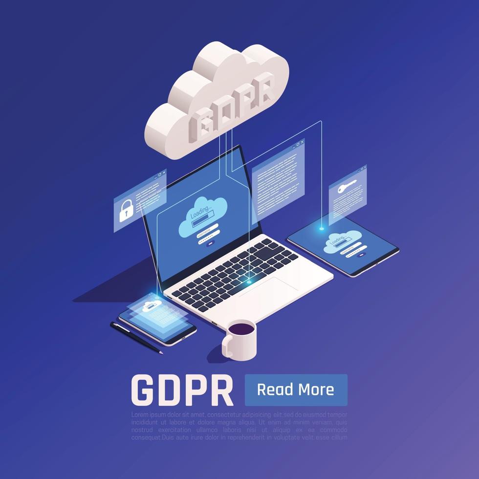 datos de privacidad gdpr ilustración vectorial de fondo vector