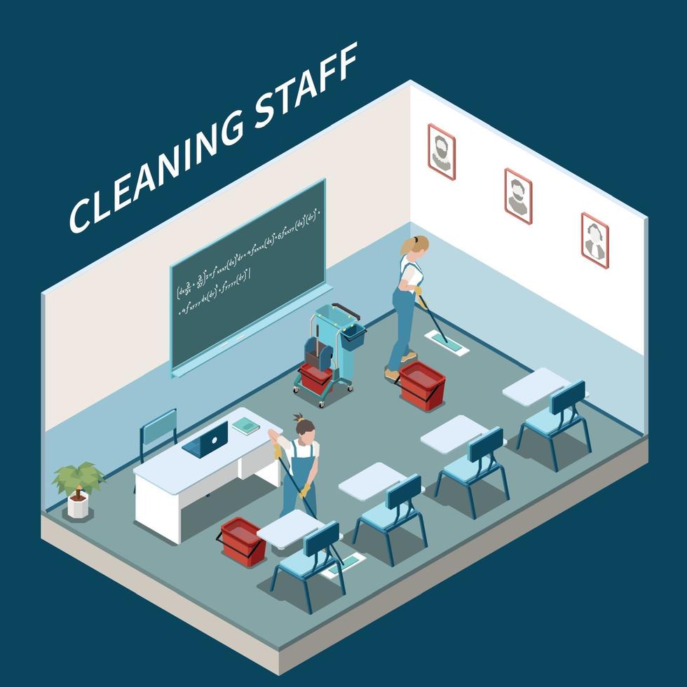 Professional Cleaning Isometric Composition Vector Illustration