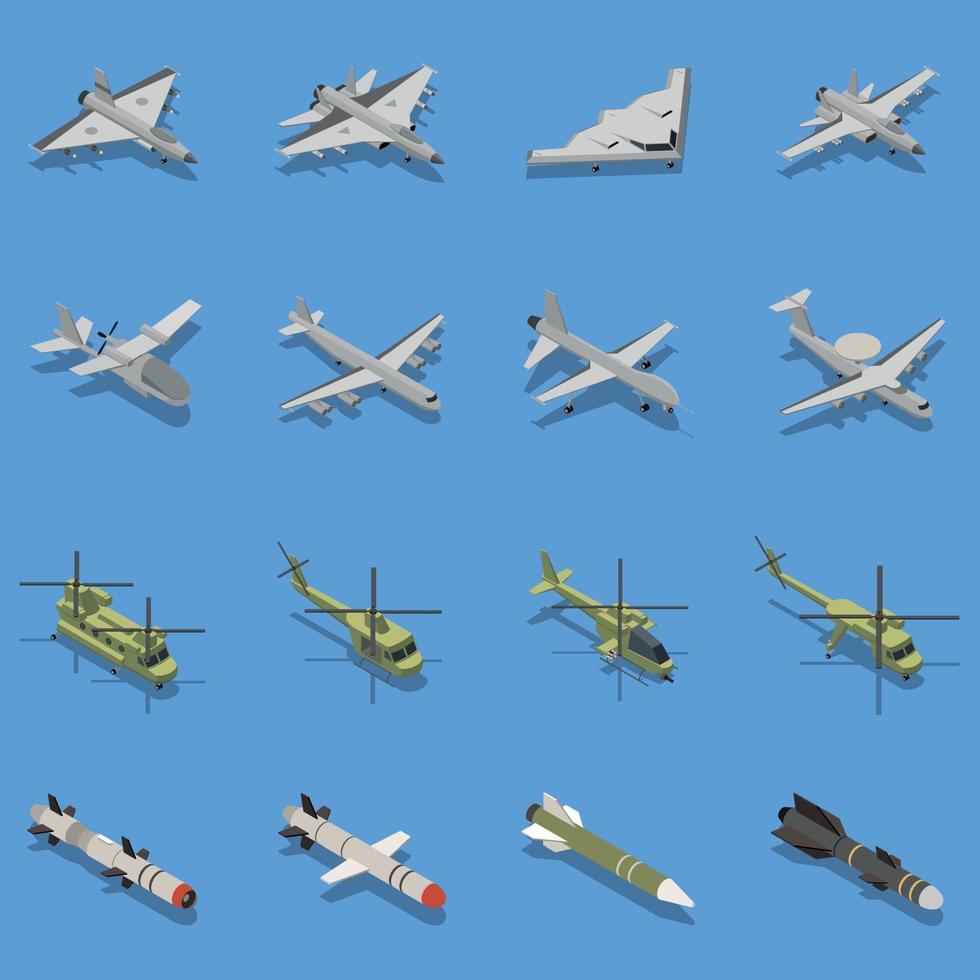 Military Air Forces Isometric Set Vector Illustration