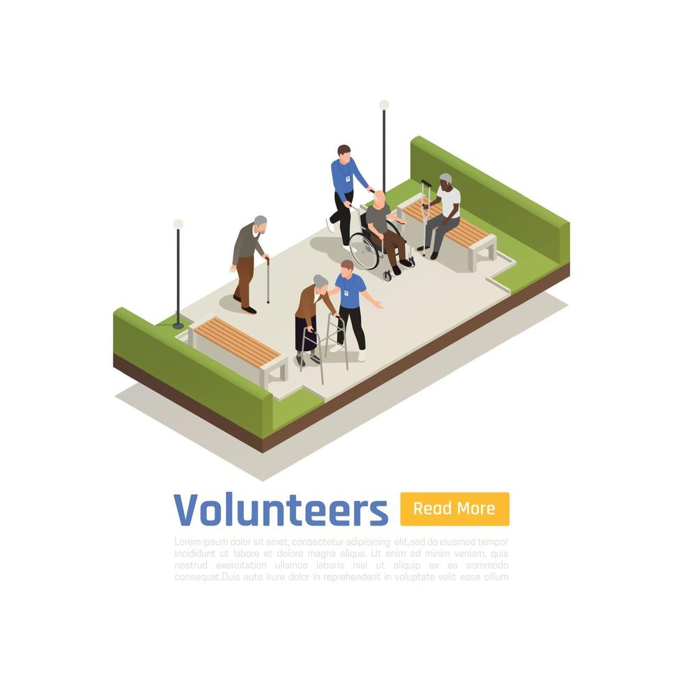 Volunteers In Park Background Vector Illustration