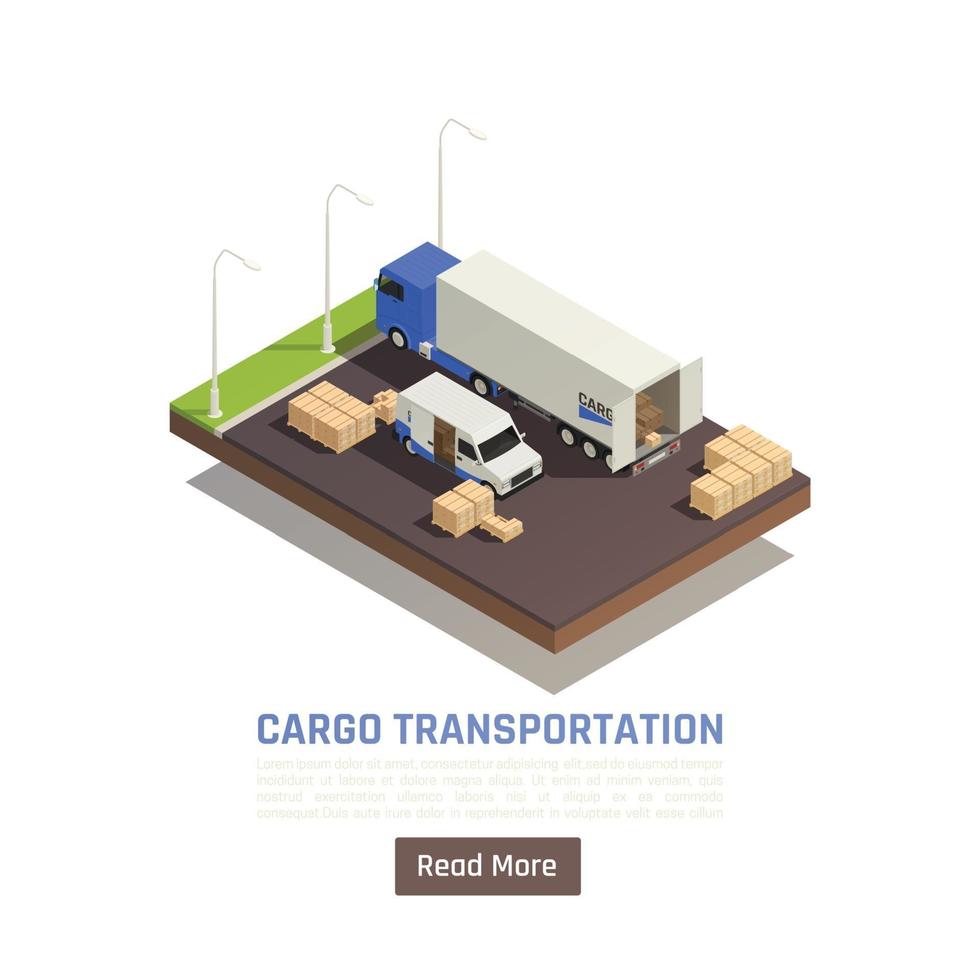 Ilustración de vector de fondo de estacionamiento de transporte de carga