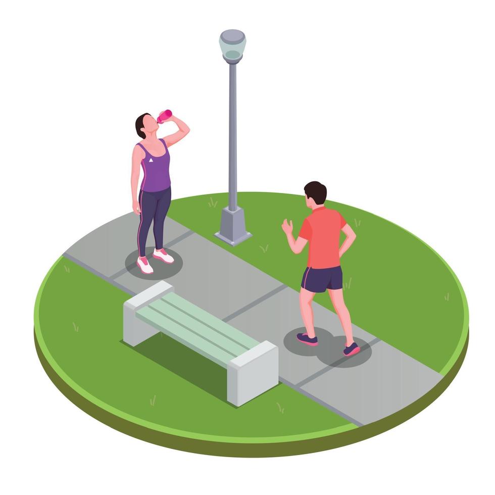 Running People In Park Concept Vector Illustration