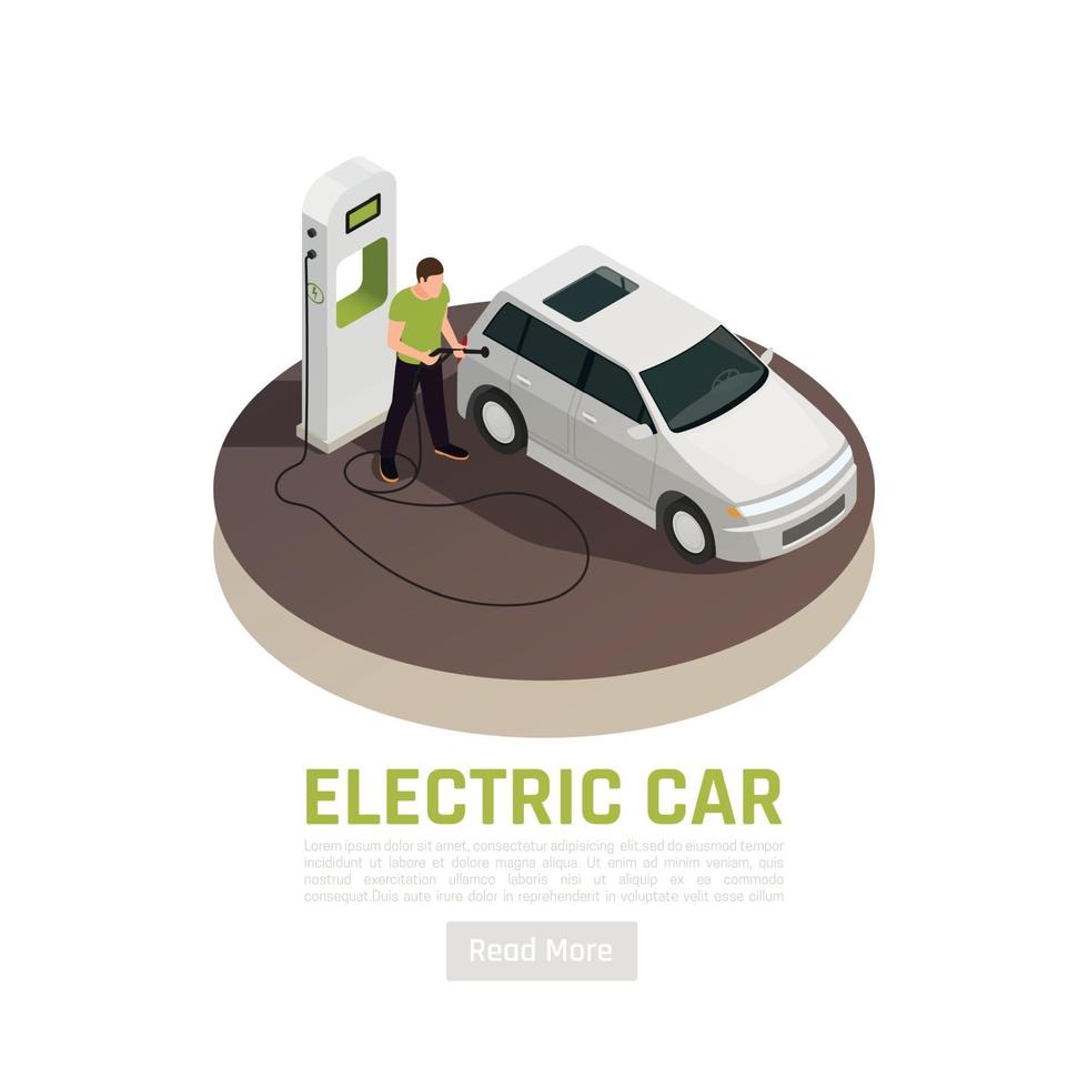 Electric Car Circle Background Vector Illustration