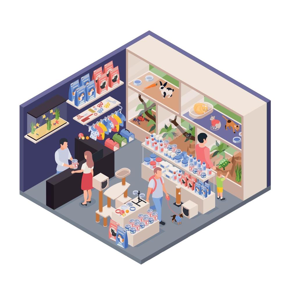 Exotic Pets Shop Isometric Vector Illustration