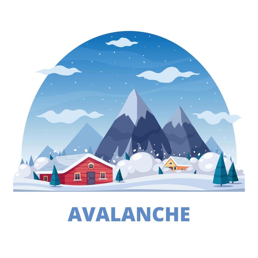 Ilustración de vector de composición de desastre natural de avalancha