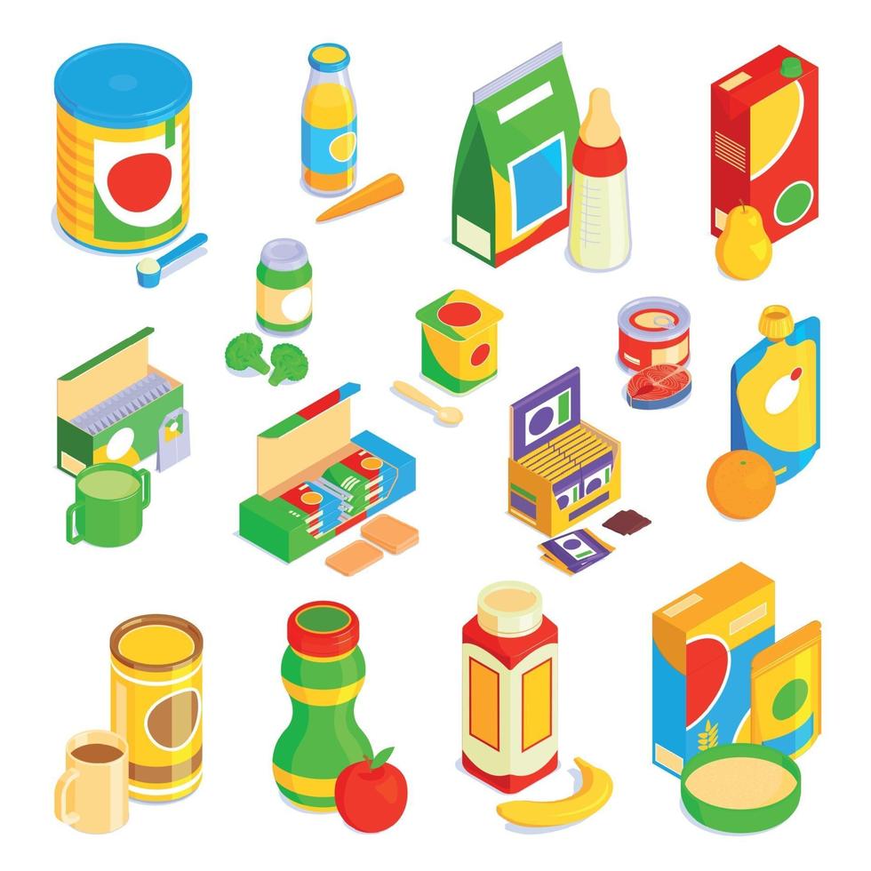 Baby Food Icons Set Vector Illustration