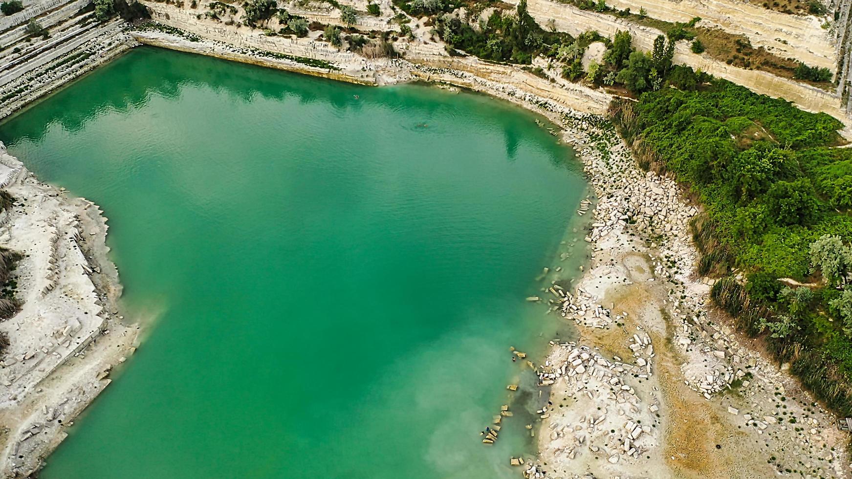 Aerial view of the St. Klimentovsky limestone lake. Inkerman photo