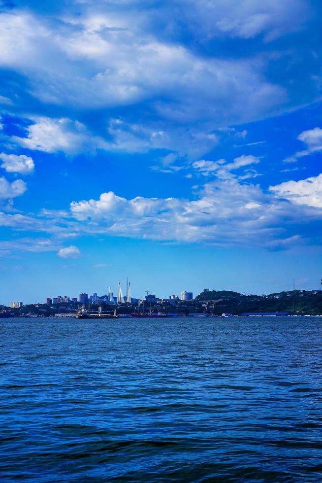 Seascape in blue tones. The natural background photo