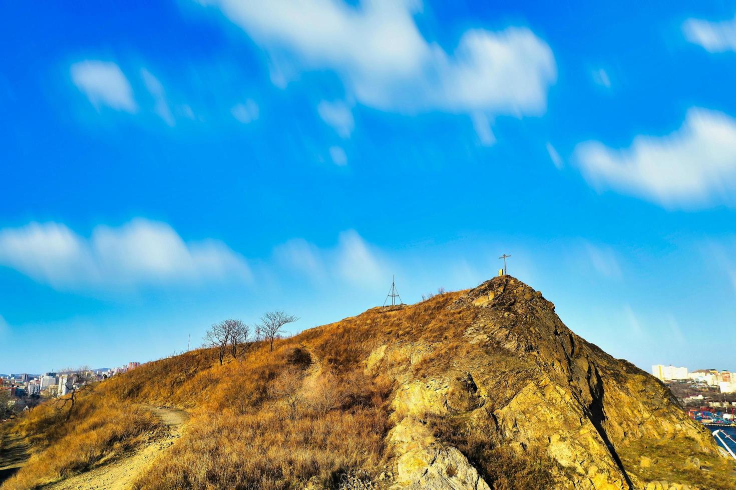 Mount Krestovaya against the blue sky. Vladivostok, Russia photo