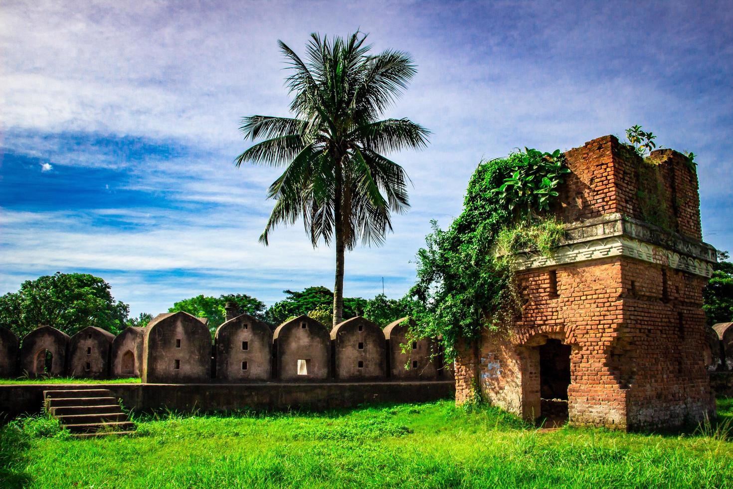 A ruin historical red fort, photo