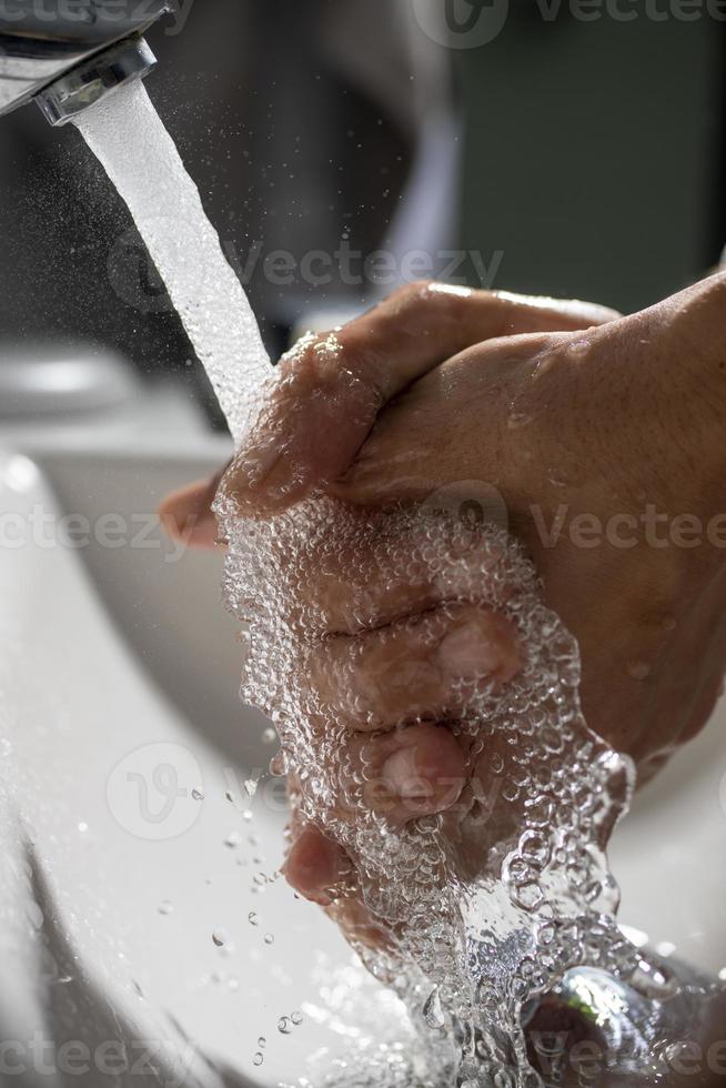 close up of hand washing photo