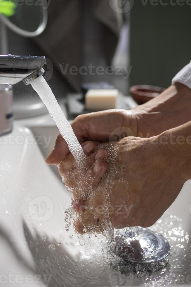 close up of hand washing photo