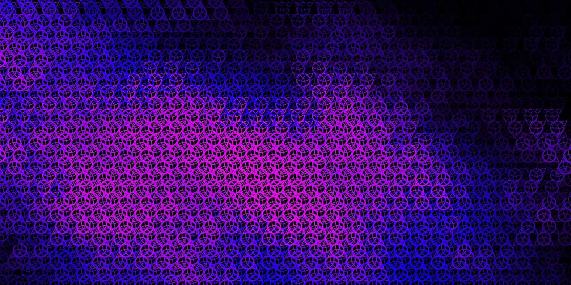 Dark Purple vector background with occult symbols.
