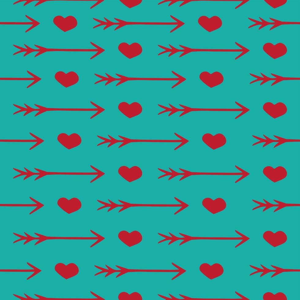 Love seamless pattern romantic hearts and arrows vector