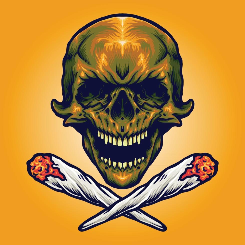 Gold Skull with Cannabis vector