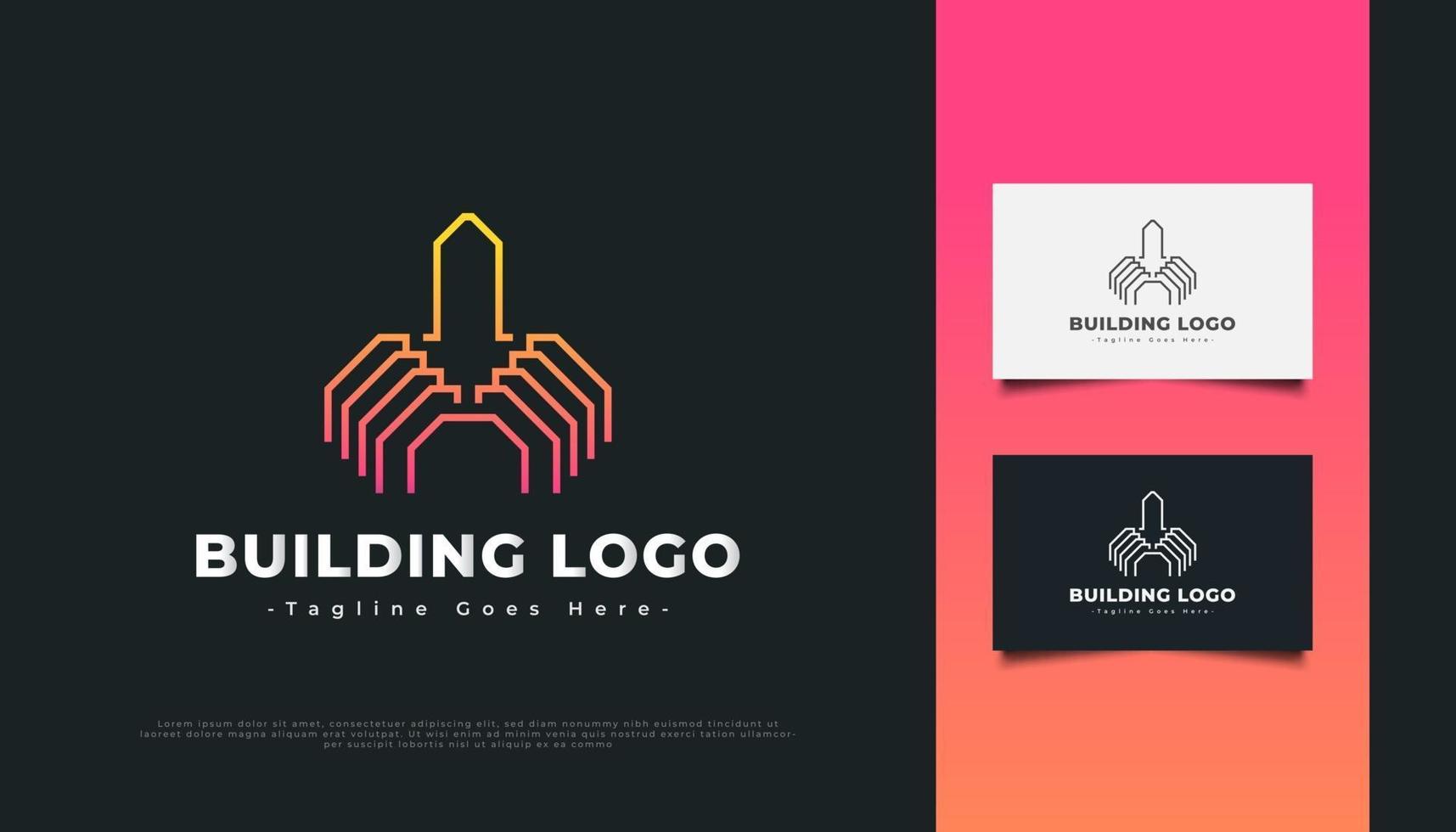 Abstract Building Logo with Line Style for Real Estate Industry vector
