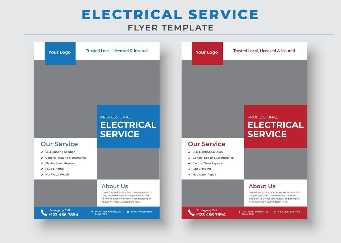 folleto de servicio de electricista y plantilla de póster vector