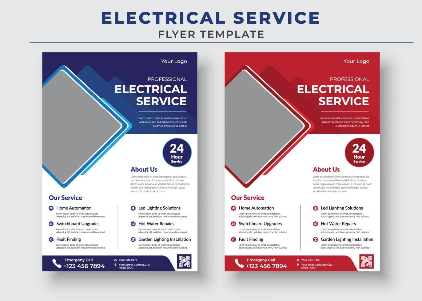 folleto de servicio de electricista y plantilla de póster vector