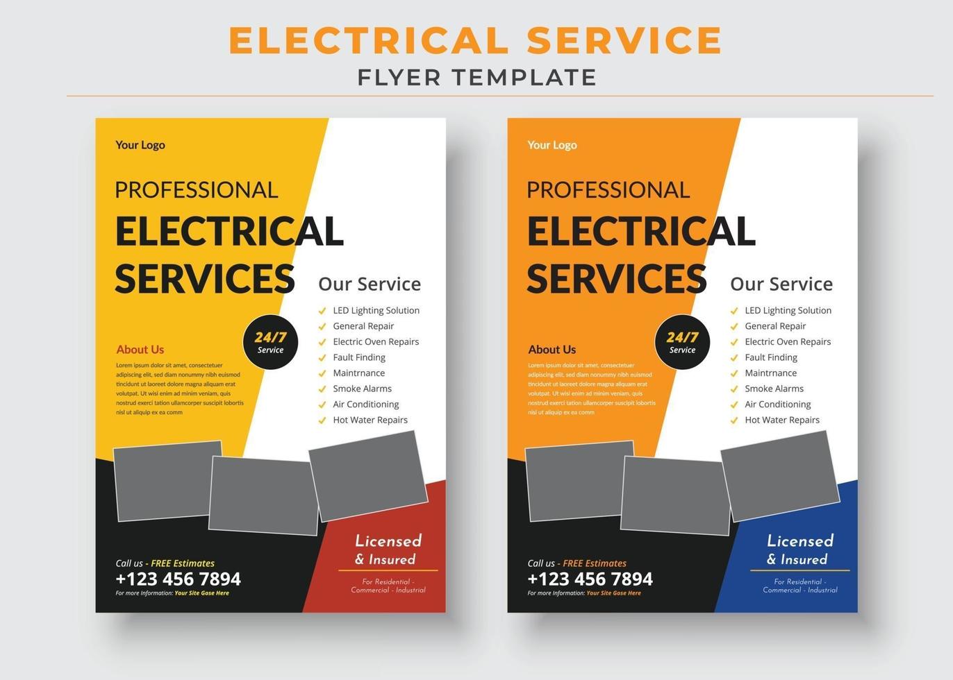 Electrician service flyer and poster template vector