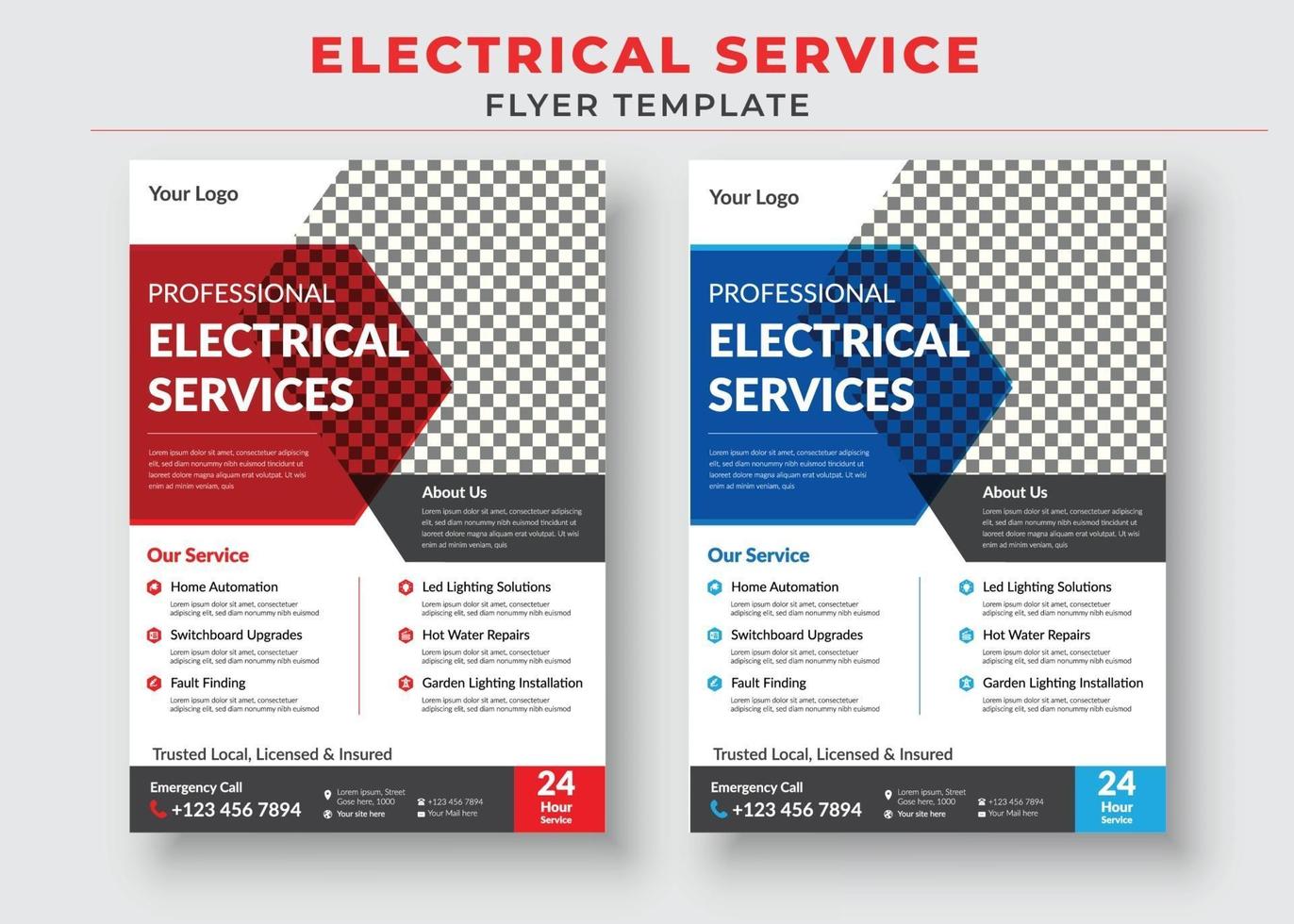 folleto de servicio de electricista y plantilla de póster vector