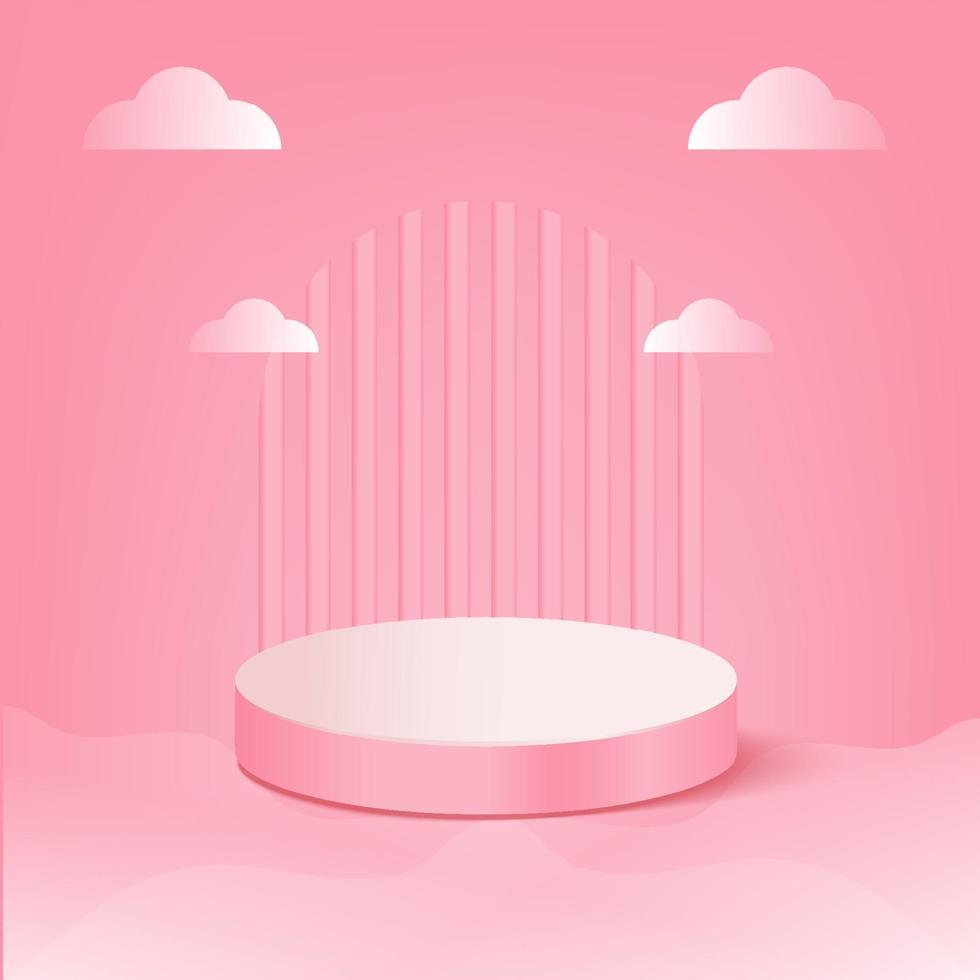 3d geometric pink podium for product editable color vector