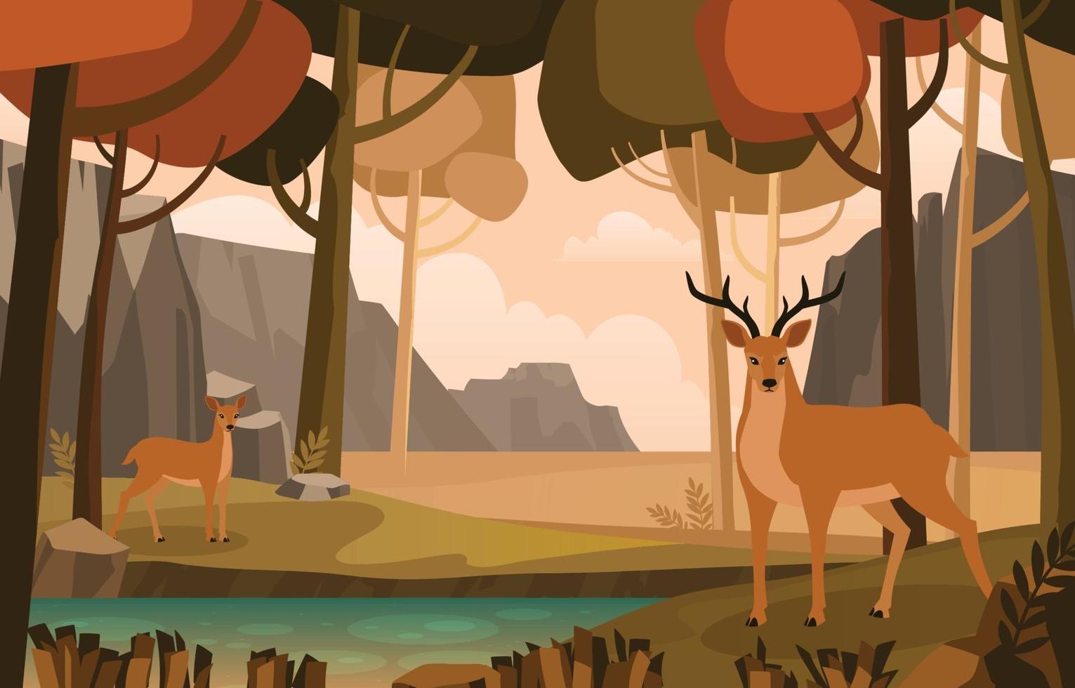 Animal in the Forest in Autumn Season vector