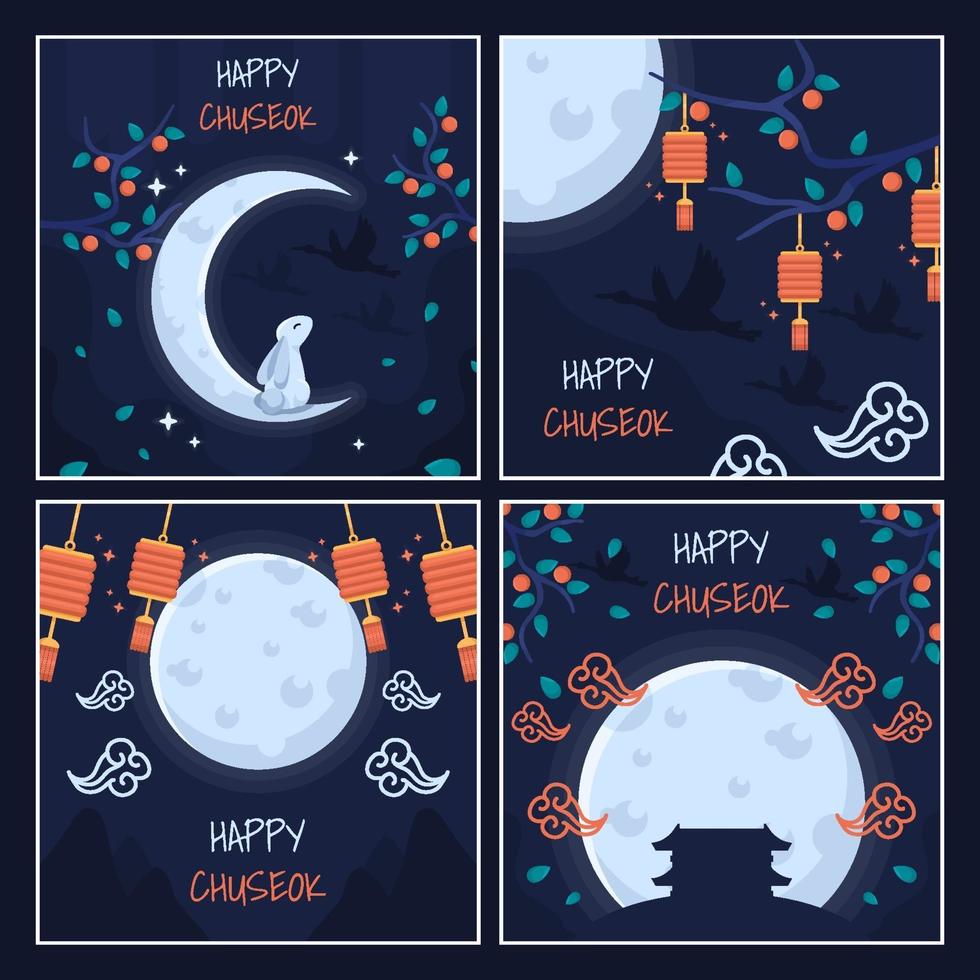 Colecciones de tarjetas Happy Chuseok vector